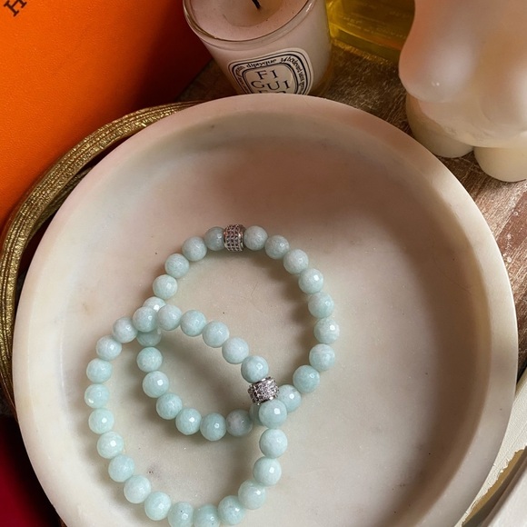 AMAZONITE stretch bracelet with micropavè accent bead - Picture 9 of 9